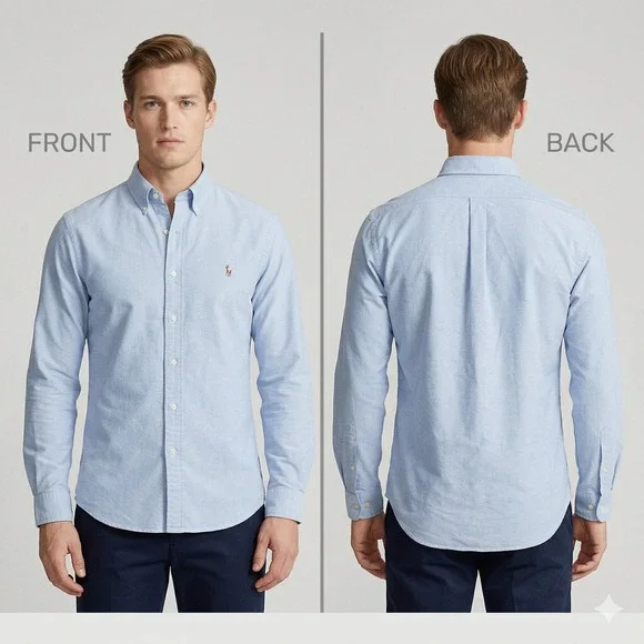 Ralph Lauren Blake Mens Large Blue Oxford Button Down Shirt Cotton Long Sleeve - Picture 5 of 16